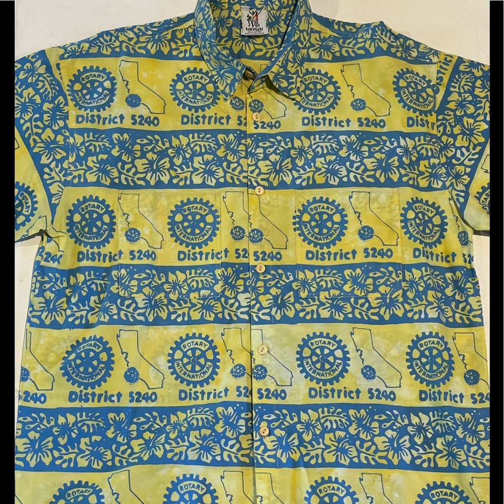Rum reggae button up shirt mens‎ XL blue/yellow